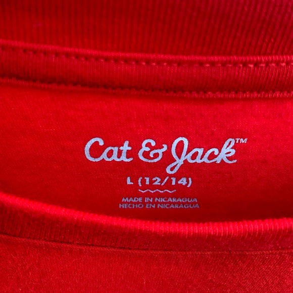 NWT Cat & Jack Red Long-sleeve T-shirt Size Large (12-14) - Picture 3 of 4